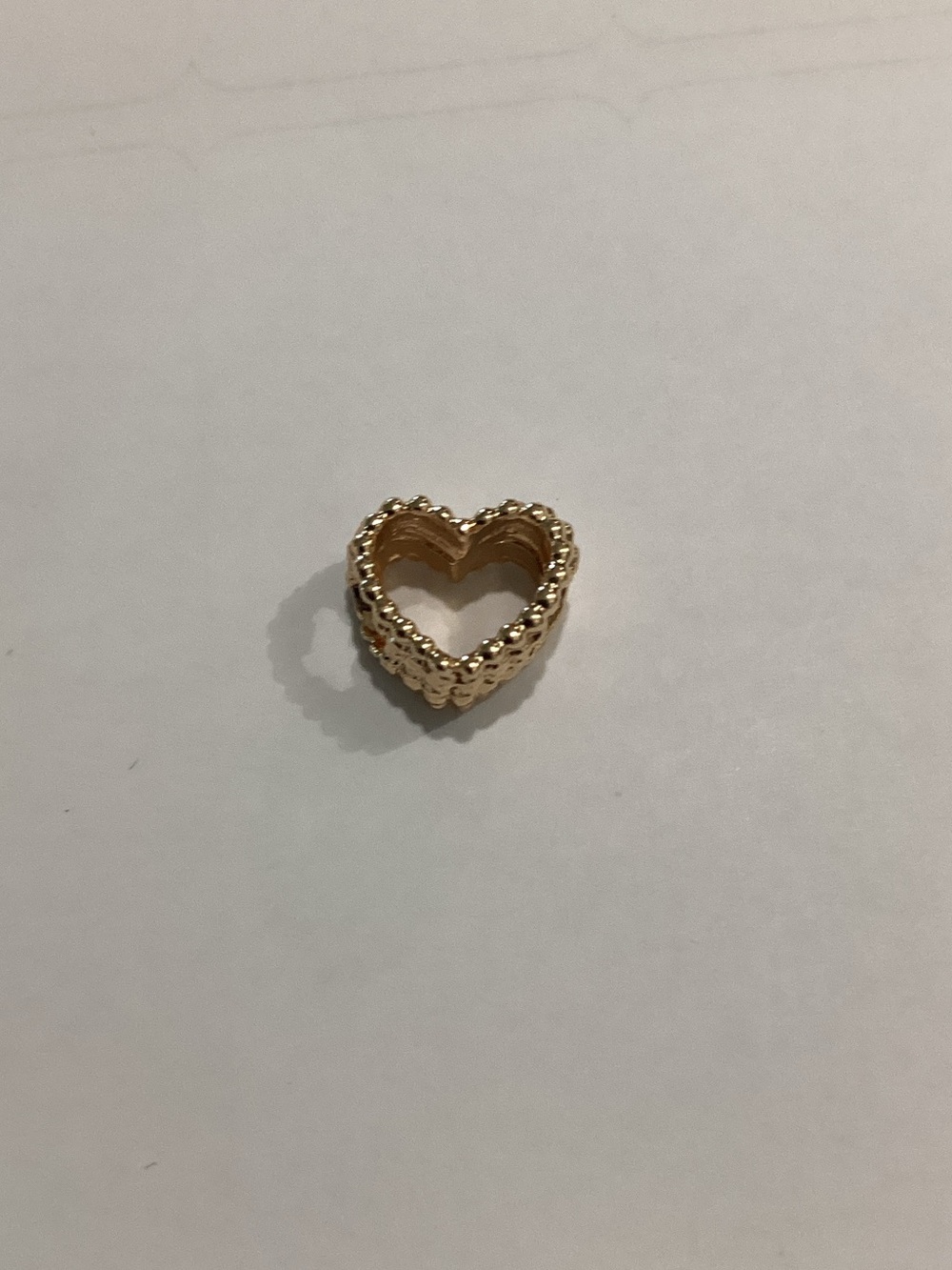 Gold Heart Shaped Beaded Ring Charm - Women's Fashion Jewelry